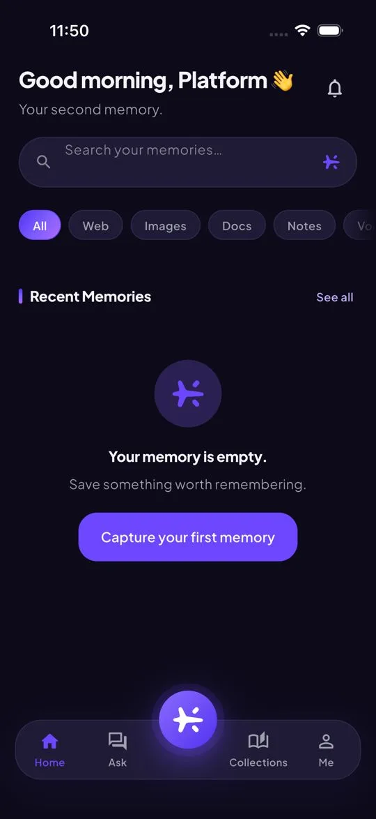 Dark mode screen in the Riloya app